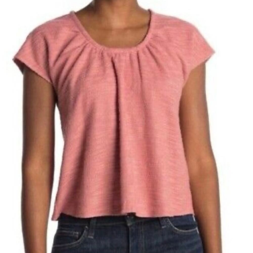 Madewell NWT Rose Pink Textured Boxy Top 3x
